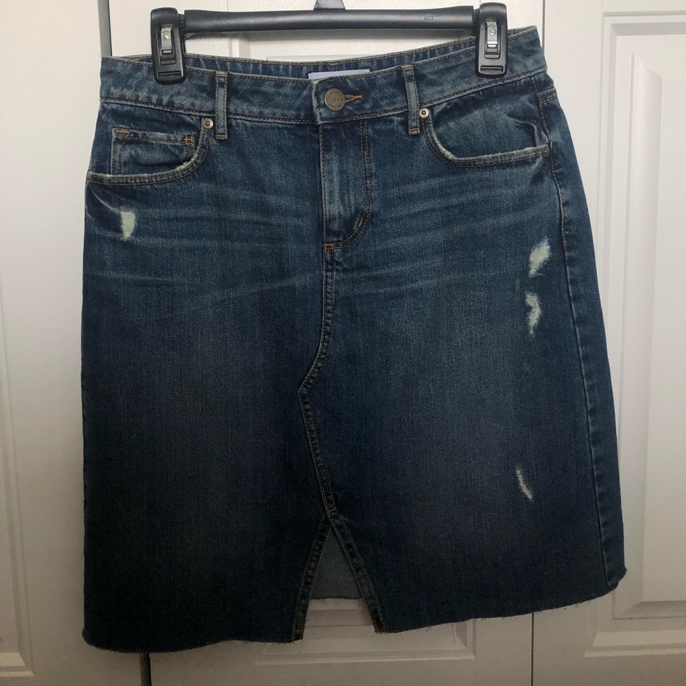 LOFT Distressed Jean Skirt